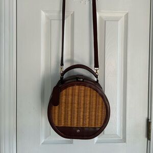 Etienne Aigner Tan and Brown Round Crossbody Bag Vintage
